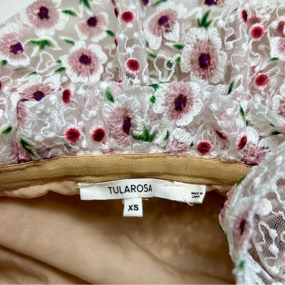 Tularosa Juno Off the Shoulder Dress Asymmetrical Floral Embroidered Lace XS - Picture 8 of 9
